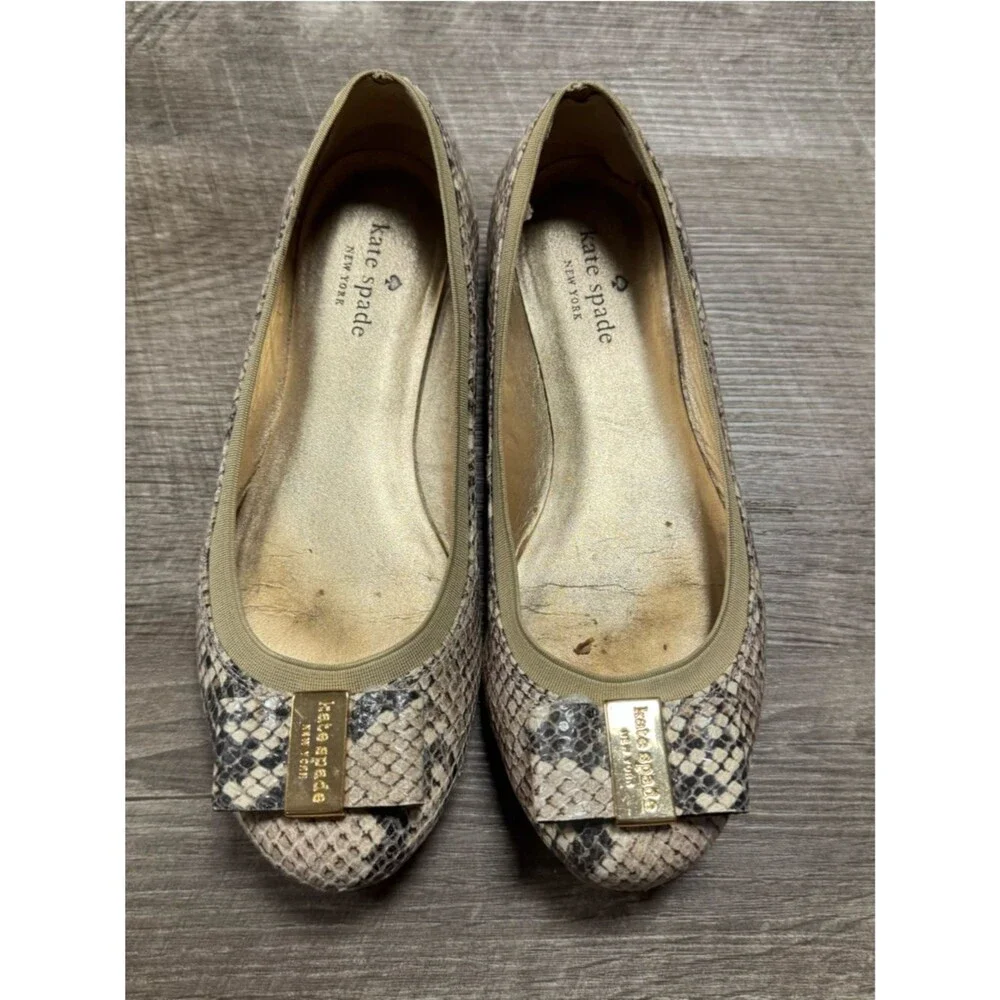 KATE SPADE NEW YORK Snakeskin Flats Made in Brazil Size 7